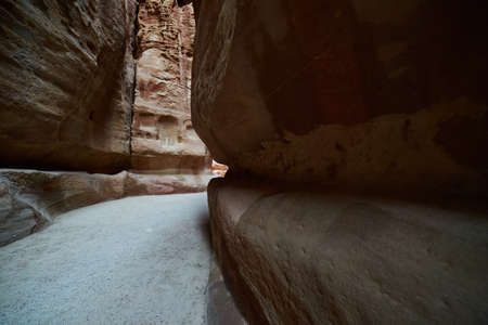 Petra ancient city Siq gorgeの写真素材