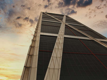 Sunset on one of the Kio Towers in Madridの写真素材