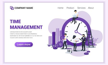 Modern Flat design concept of Business management with Characters planning a schedule. Time management, Save time. Can use for banner, infographic, landing page, web template. Flat vector illustrationのイラスト素材