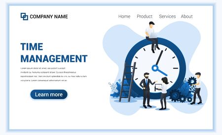 Modern Flat design concept of Business management with Characters planning a schedule. Time management, Save time. Can use for banner, infographic, landing page, web template. Flat vector illustrationのイラスト素材