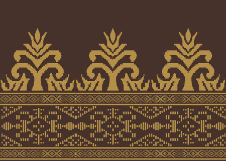 Traditional batik pattern vector illustration. Suitable for batik motifs, Malay songket cloth, clothing motifs, backgrounds, trimmings, carpets, knitwear, embroidery styles, etc.のイラスト素材