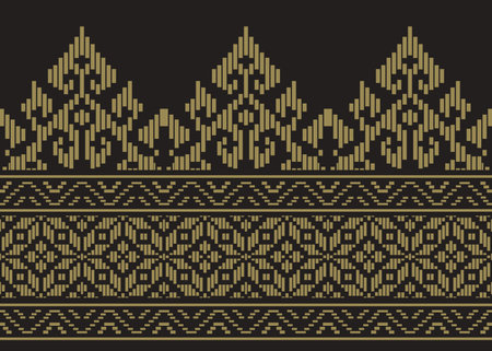 Traditional batik pattern vector illustration. Suitable for batik motifs, Malay songket cloth, clothing motifs, backgrounds, trimmings, carpets, knitwear, embroidery styles, etc.のイラスト素材