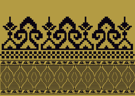 Traditional batik pattern vector illustration. Suitable for batik motifs, Malay songket cloth, clothing motifs, backgrounds, trimmings, carpets, knitwear, embroidery styles, etc.のイラスト素材