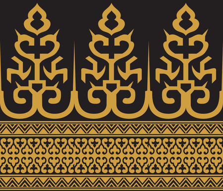 Vector illustration of Indonesian Riau Malay batik motif. Suitable for batik motifs, Malay songket cloth, clothing motifs, backgrounds, trimmings, carpets, knitwear, embroidery styles, etc.のイラスト素材