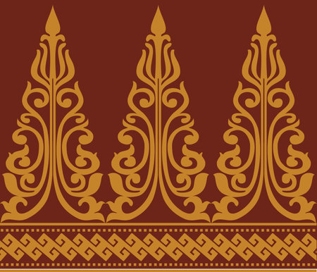 Vector illustration of Indonesian Riau Malay batik motif. Suitable for batik motifs, Malay songket cloth, clothing motifs, backgrounds, trimmings, carpets, knitwear, embroidery styles, etc.のイラスト素材