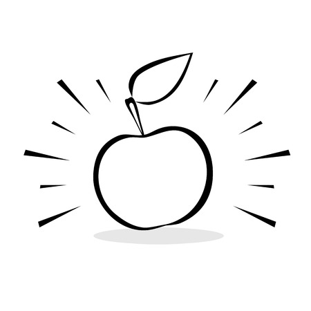 super shiny cartoon apple sketch vector isolated on white backgroundのイラスト素材
