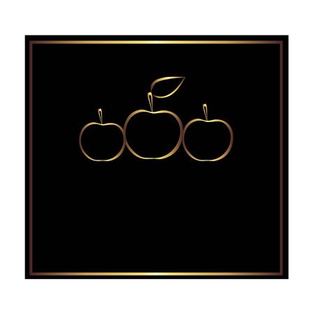 square black and gold label for bottle or other containers for apple productsのイラスト素材