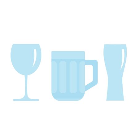 cartoon set of empty glasses (beer, wine, water) vector symbols isolated on white backgroundのイラスト素材
