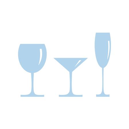 cartoon set of empty wine glasses vector symbols isolated on white backgroundのイラスト素材