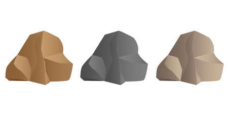 three stones in grey and brown tones isolated on white backgroundのイラスト素材