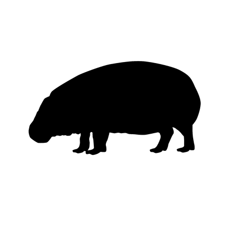 pygmy hippopotamus vector black silhouette isolated on white backgroundのイラスト素材