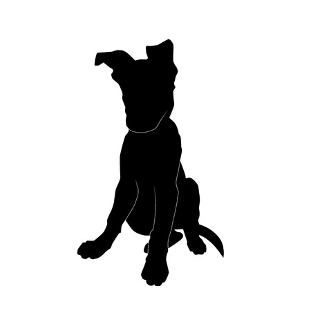 lovely sitting puppy from the front silhouette vector isolated on white backgroundのイラスト素材