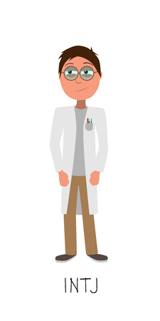 scientist vector represents INTJ personality from MBTI typology isolated on white backgroundのイラスト素材