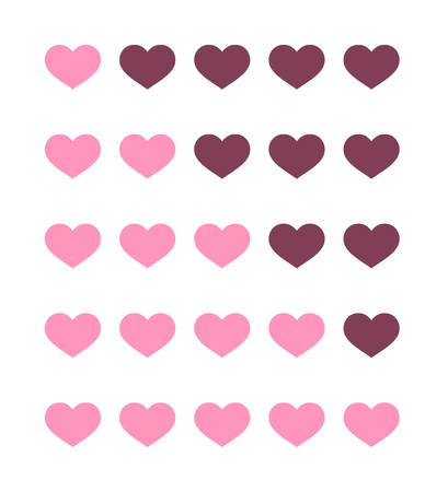 ranking of pink hearths from one to five vector isolated on white backgroundのイラスト素材
