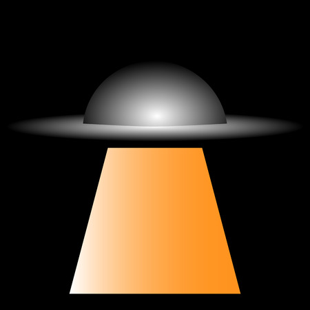 ufo symbol with yellow light on black background vector illustrationのイラスト素材