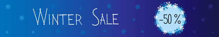 winter sale dark blue banner with snowflakes and ornate circle with priceのイラスト素材