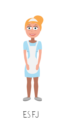 flat cartoon nurse vector represents ESFJ personality from MBTI typology isolated on white backgorundのイラスト素材