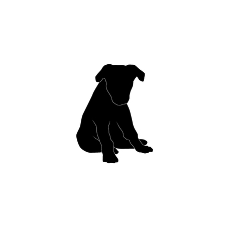 cute sitting puppy from the front silhouette vector isolated on white backgroundのイラスト素材