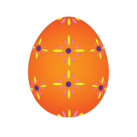 colorful orange painted easter egg vector on white backgroundのイラスト素材