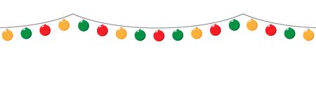 cartoon christmass ornament garland with colorful balls for winter seasson vector isolated on white backgroundのイラスト素材