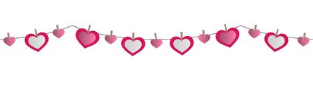 decorative paper hearts garland isolated on white backgroundのイラスト素材