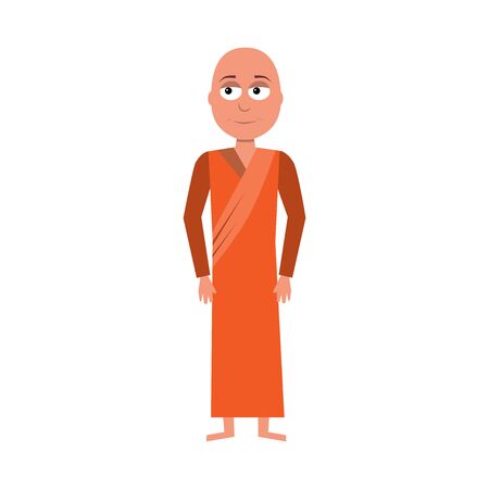 flat cartoon vector character of monk isolated on white backgroundのイラスト素材