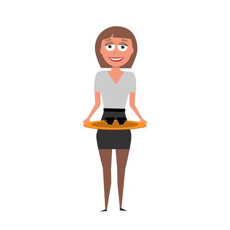 flat cartoon vector character of assistant isolated on white backgroundのイラスト素材