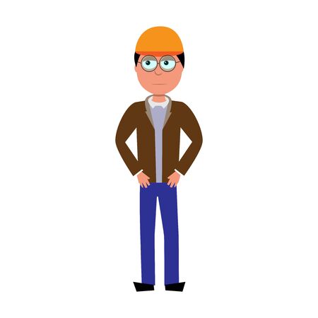flat cartoon vector character of site manager isolated on white backgroundのイラスト素材