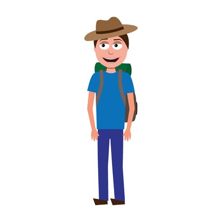 flat cartoon vector character of explorer isolated on white backgroundのイラスト素材