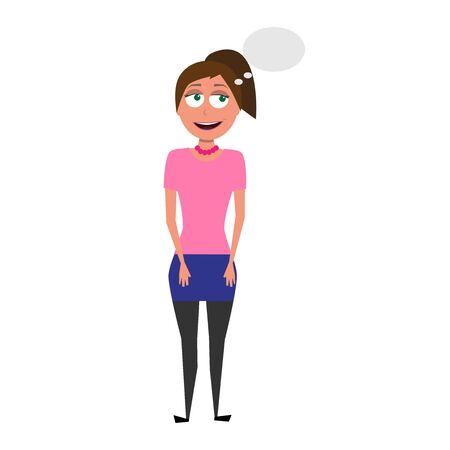 flat cartoon vector character of thinking woman isolated on white backgroundのイラスト素材