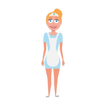 flat cartoon vector character of nurse isolated on white backgroundのイラスト素材