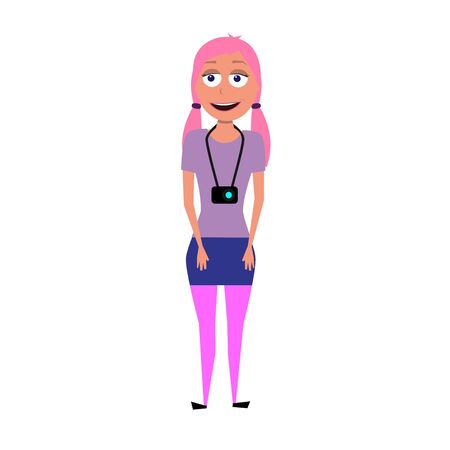 flat cartoon vector character of photographer isolated on white backgroundのイラスト素材