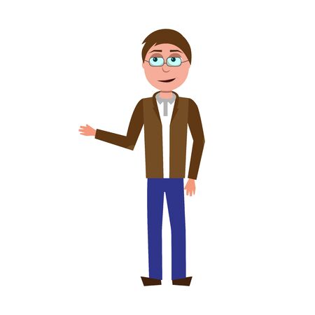 flat cartoon vector character of teacher isolated on white backgroundのイラスト素材