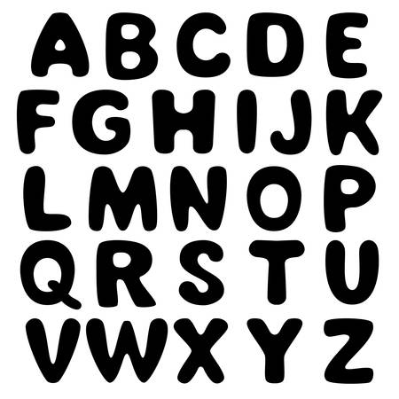 cartoon black alphabet vector isolated on white backgroundのイラスト素材