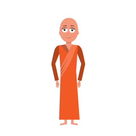 flat cartoon vector character of monk woman isolated on white backgroundのイラスト素材