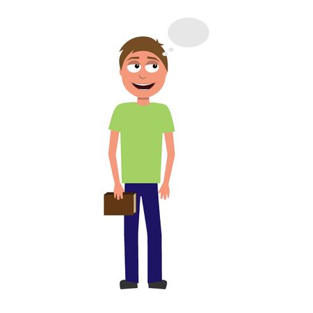 flat cartoon vector character of thinking man isolated on white backgroundのイラスト素材