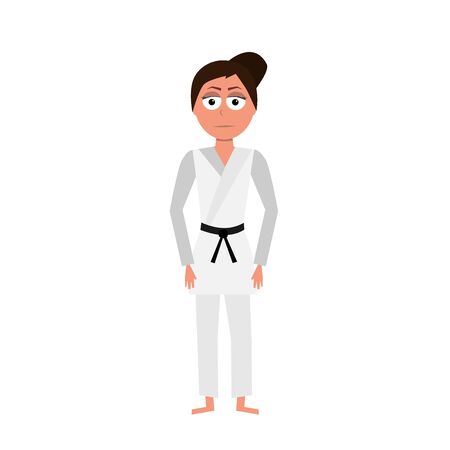 flat cartoon vector character of fighter woman isolated on white backgroundのイラスト素材