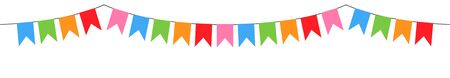 decorative colorful flags garland vector isolated on white backgroundのイラスト素材