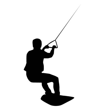wakeboarder riding on board, vector silhouette isolated on white backgroundのイラスト素材