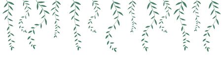 decorative natural rim, branches with small leaves vector illustration isolated on white backgroundのイラスト素材