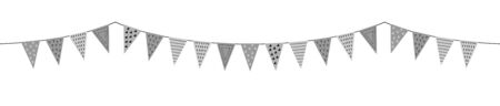triangular flags in grey tones with pattern, garland in scandinavian style, vector isolated on white backgroundのイラスト素材