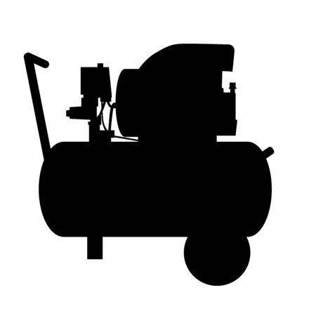 compressor vector silhouette isolated on white background, symbol of technology equipmentのイラスト素材