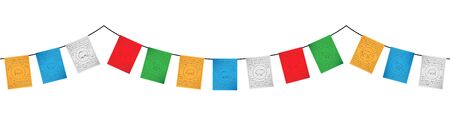 colorful tibetan flags decoration vector isolated on white backgroundのイラスト素材