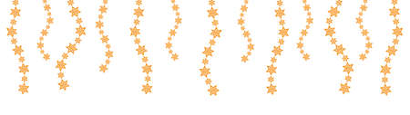 christmas paper yellow cut out stars chains, rim for winter season vector isolated on white backgroundのイラスト素材