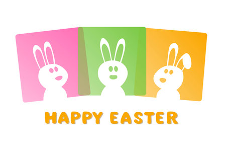 abstract modern Happy Easter Rabbit banner, Bunny on colorful Backgroundのイラスト素材