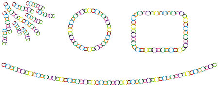 decorative colorful christmas paper chain vector, rims and frames, illustration isolated on white backgroundのイラスト素材