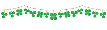 green fresh spring garland with shamrocks and cloverleaves . Vector illustration isolated on white background for st. patricks dayのイラスト素材