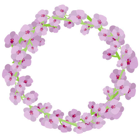 Vector decorative orchid blossoms round frameのイラスト素材