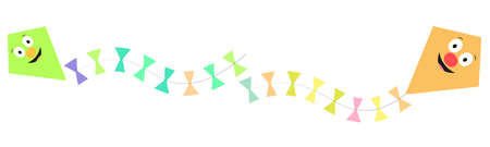 illustration with colorful kites, for decorative rims, headers or banners, vector for autumn seasonのイラスト素材
