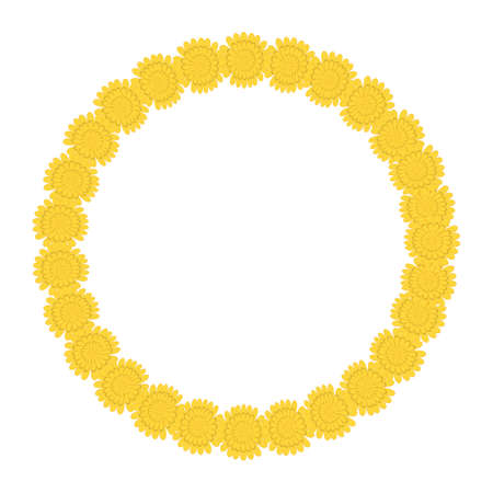 dandelion round frame isolated on white background, vector frame, great decoration for cosmetic, gardening, healthy lifestyle, ecology or spring themesの写真素材